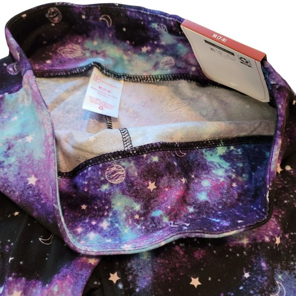 Galaxy Leggings Purple Black High Rise SOFT Sueded Juniors Size 7/9 Ankle JJ3232 - Picture 6 of 6